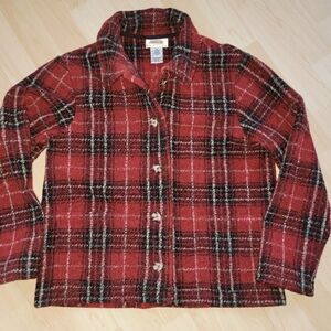 Talbots Petites Small Plaid Jacket Red